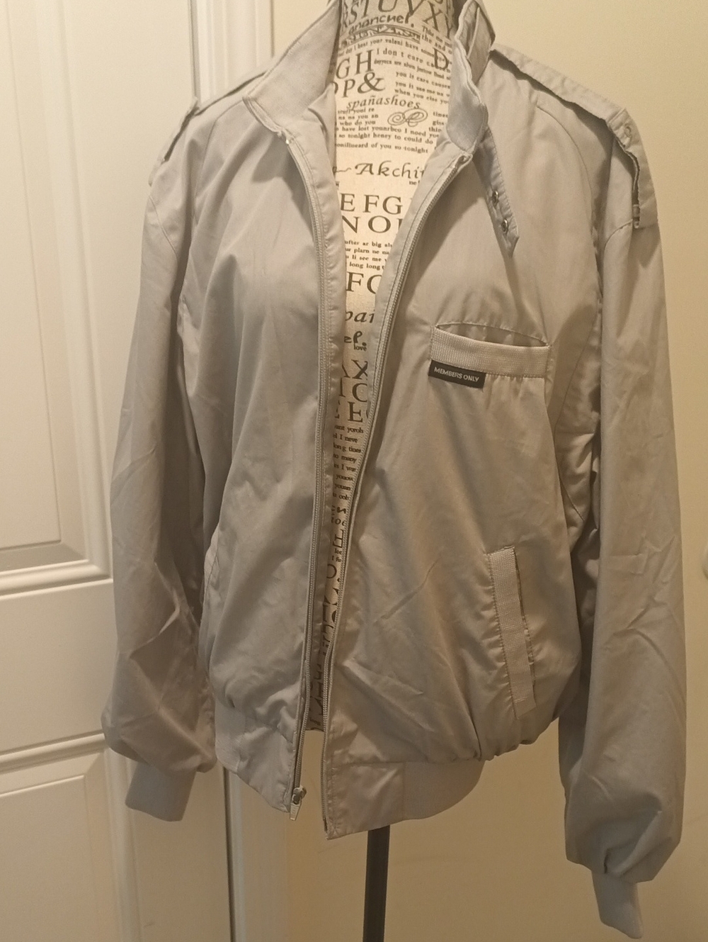 Vintage Members Only Light Gray Casual Bomber Jacket